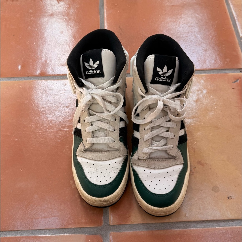 Adidas Forum Mid Green White Black High Top Sneakers - Picture 2 of 3